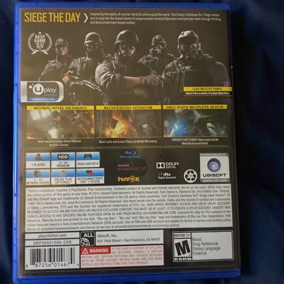 Tom Clancy's Rainbow Six: Siege PS4 Video Game - Picture 3 of 3